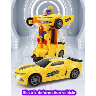 Điện đóng thế xe biến dạng robot âm nhạc chiếu sáng đa năng lái xe điện đồ chơi trẻ em