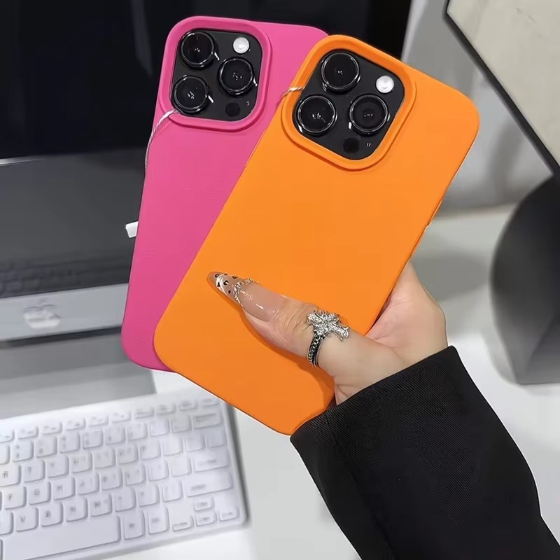 Ốp Lưng Cho iPhone 16 11 13 12 17 Pro Max 16e 15 14 Plus XR X XS Max Sang Trọng Màu Kẹo Siêu Mỏng Matte Mềm Nửa Gói Bao Da