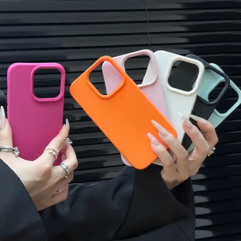 Ốp Lưng Cho iPhone 16 11 13 12 17 Pro Max 16e 15 14 Plus XR X XS Max Sang Trọng Màu Kẹo Siêu Mỏng Matte Mềm Nửa Gói Bao Da