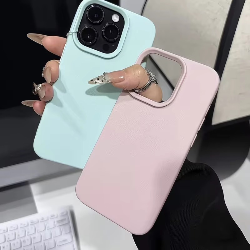 Ốp Lưng Cho iPhone 16 11 13 12 17 Pro Max 16e 15 14 Plus XR X XS Max Sang Trọng Màu Kẹo Siêu Mỏng Matte Mềm Nửa Gói Bao Da