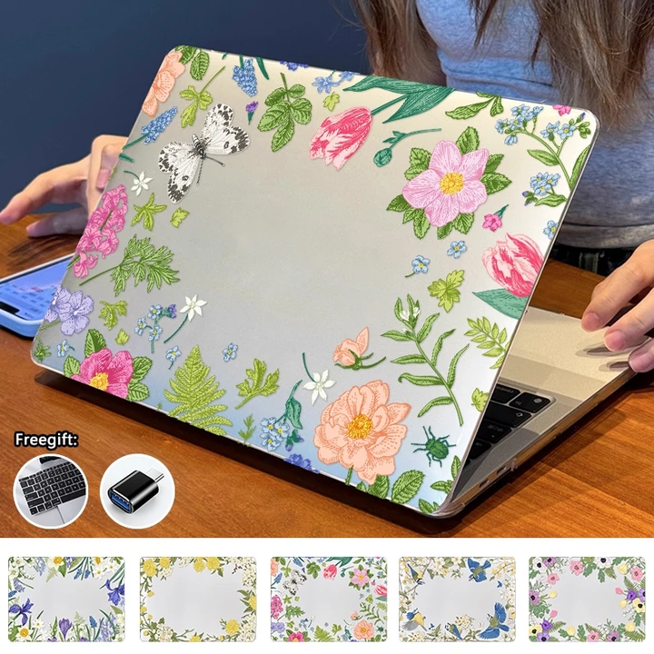 Ốp In Hoa Đẹp Có Vỏ Bàn Phím Cho 2024 Macbook Pro14 M4 A3112 A3401 A3185 Air13 M3 A3113 Pro13 M2 M1 A2338 Air M1 A2337 A2179 Air13.3 A1466 Pro16 Pro15 A1990