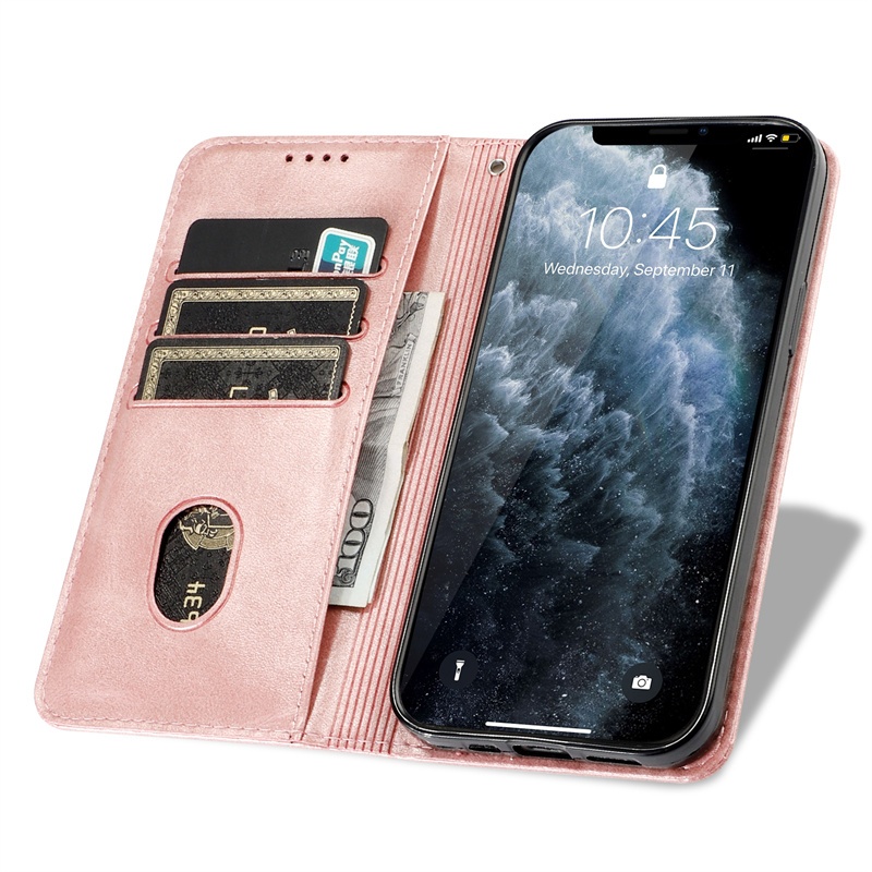 Vỏ Sang Trọng Cho Vivo Iqoo Z1 Z1X Z3 Z5 Z5X Z6 Lite Z7 Pro Z7i Z8 Z8X Z9 Turbo Z9X Z9T 5G Ốp Lưng Ví Lật Retro Kinh Doanh Mờ Khe Cắm Thẻ Da Đứng Vỏ Bảo Vệ