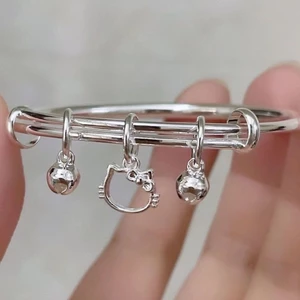 Thời trang Chuông bạc dễ thương Hello Kitty Mặt dây chuyền Vòng tay nữ sinh Quà tặng sinh nhật