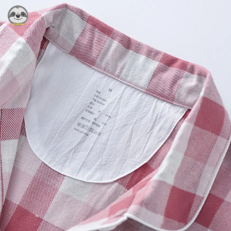 Phong cách Nhật Bản Phong cách Muji / Đồ ngủ Flannel kẻ sọc cổ điển / Đồ ngủ cặp đôi Cotton / Đồ ngủ mùa thu đông Flannel dày