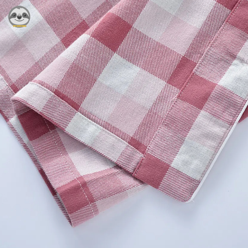 Phong cách Nhật Bản Phong cách Muji / Đồ ngủ Flannel kẻ sọc cổ điển / Đồ ngủ cặp đôi Cotton / Đồ ngủ mùa thu đông Flannel dày