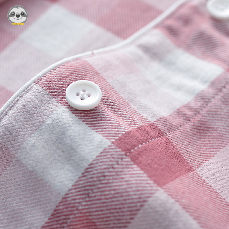 Phong cách Nhật Bản Phong cách Muji / Đồ ngủ Flannel kẻ sọc cổ điển / Đồ ngủ cặp đôi Cotton / Đồ ngủ mùa thu đông Flannel dày