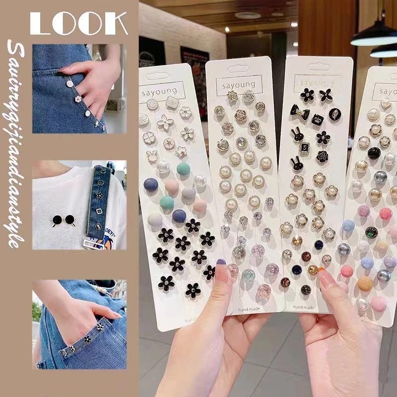 Bộ 10 món Nút chống lộ đường viền cổ Khóa ẩn Hiện vật Không niêm phong Trâm cài vô hình Chân nữ để cố định quần áo Kẹp ngực