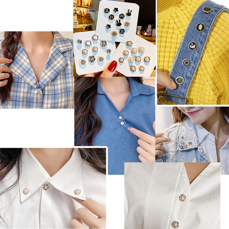 Bộ 10 món Nút chống lộ đường viền cổ Khóa ẩn Hiện vật Không niêm phong Trâm cài vô hình Chân nữ để cố định quần áo Kẹp ngực