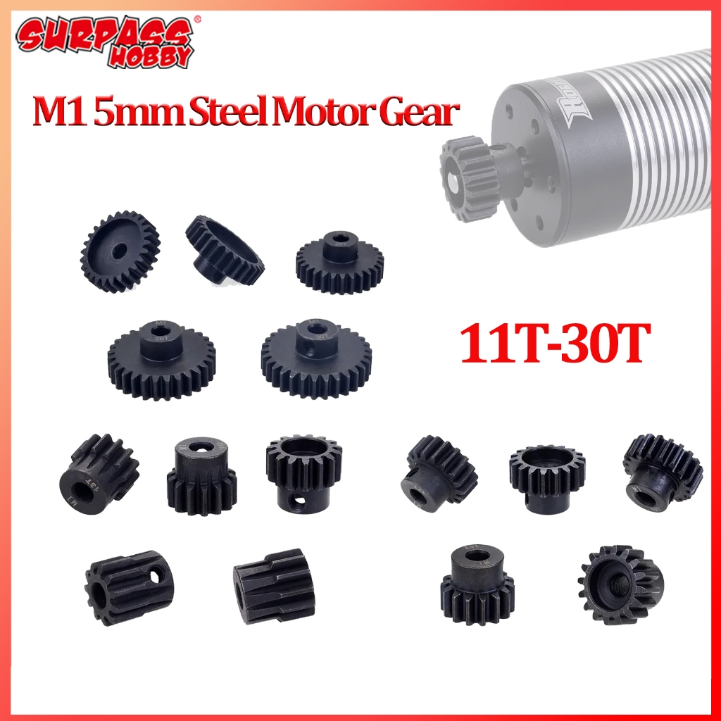 JIECHUN 4PCS M1 Steel Pinion Gear Set - 16T 17T 18T 19T For 1/8 RC Car With 5mm Shaft