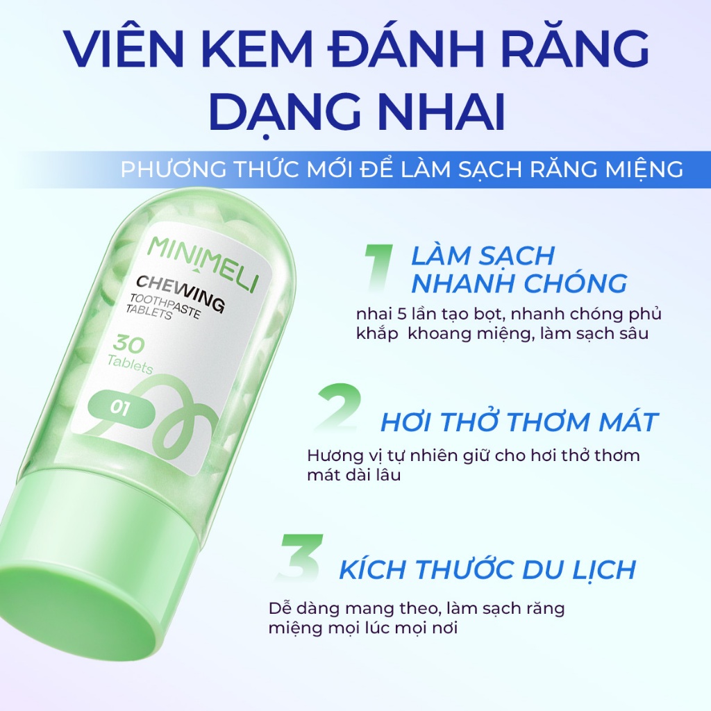 Ảnh Viên kem đánh răng nhai MINIMELI Làm mới hơi thở tức thì 2