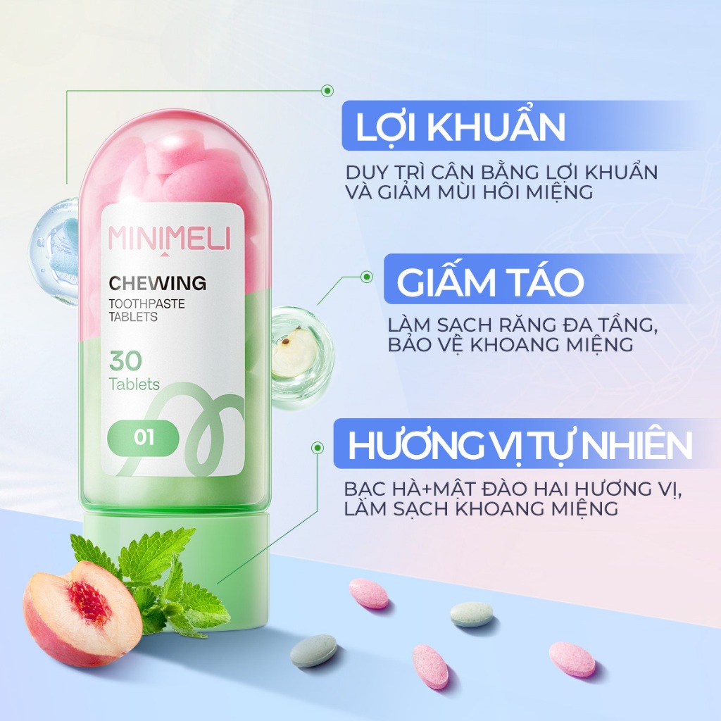 Ảnh Viên kem đánh răng nhai MINIMELI Làm mới hơi thở tức thì 4