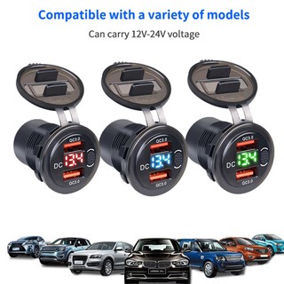 QC 3.0 Ổ Cắm Sạc Xe Hơi USB Kép Có Cáp Chống Thấm Nước Sạc Nhanh Ổ Cắm Điện Cho Xe Máy 12V-24V Thuyền Biển Xe Tải ATV