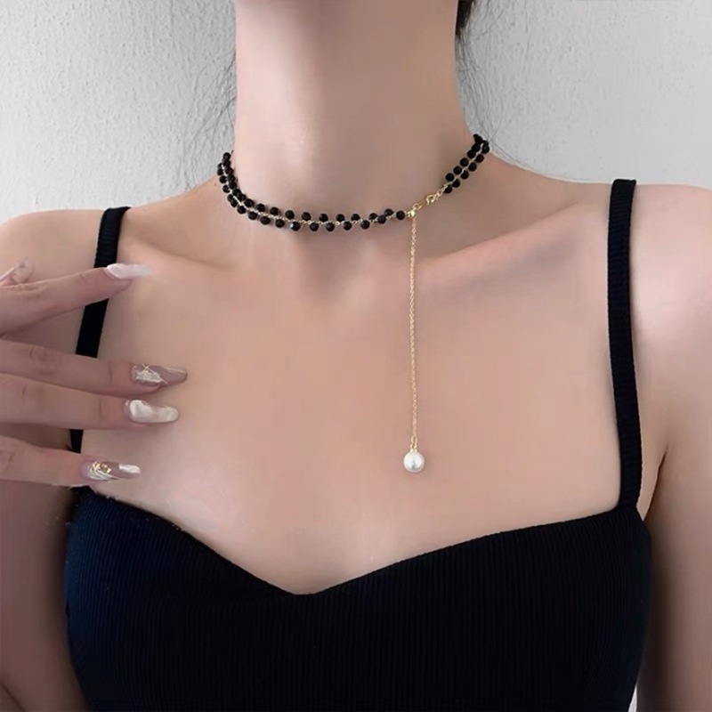 Hàn Quốc niche thiết kế chạm vào vòng cổ ngọc trai thời trang choker ngắn tiền trang sức nữ