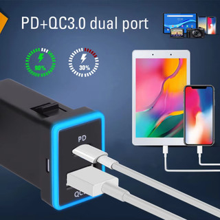 Usb C Sạc Xe Hơi PD QC3.0 Dual USB Sạc Nhanh Ổ Cắm 12V Sạc Điện Thoại Di Động Bộ Chuyển Đổi Nguồn Ổ Cắm Cho Xe Toyota ZW