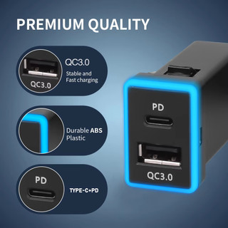 Usb C Sạc Xe Hơi PD QC3.0 Dual USB Sạc Nhanh Ổ Cắm 12V Sạc Điện Thoại Di Động Bộ Chuyển Đổi Nguồn Ổ Cắm Cho Xe Toyota ZW