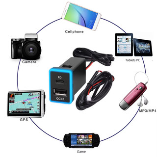 Usb C Sạc Xe Hơi PD QC3.0 Dual USB Sạc Nhanh Ổ Cắm 12V Sạc Điện Thoại Di Động Bộ Chuyển Đổi Nguồn Ổ Cắm Cho Xe Toyota ZW