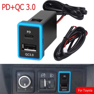 Usb C Sạc Xe Hơi PD QC3.0 Dual USB Sạc Nhanh Ổ Cắm 12V Sạc Điện Thoại Di Động Bộ Chuyển Đổi Nguồn Ổ Cắm Cho Xe Toyota ZW