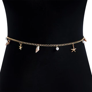 Thời Trang Bohemian Ngôi Sao Biển Vỏ Ngọc Trai Dây Xích Thắt Lưng Boho Đi Biển Cơ Thể Trang Sức Quà Tặng Cổ Điển Cho Nữ Kim Loại Có Váy Phù Hợp Với Dây Thắt Lưng Dây Xích Phụ Kiện Cô Gái Cay