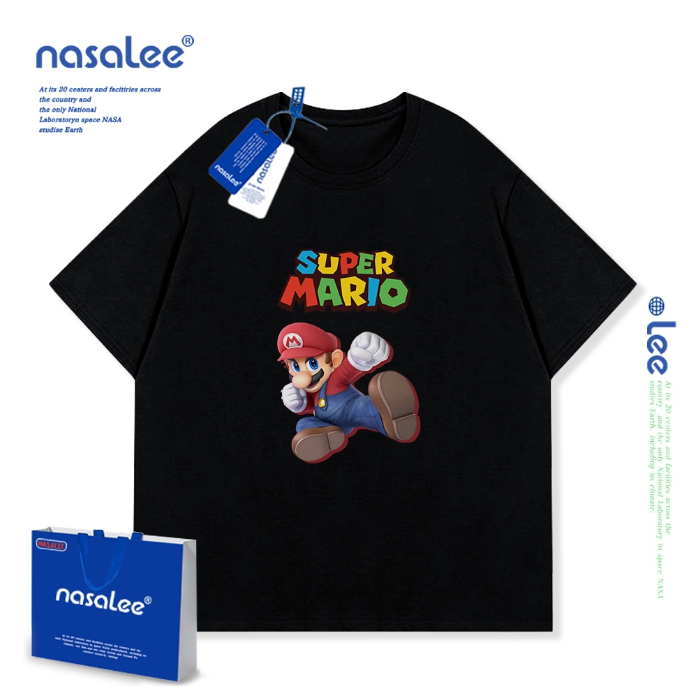 Áo thun trẻ em Cotton nguyên chất tay ngắn hoạt hình dễ thương Super Mario Print 2025 Phong cách mới