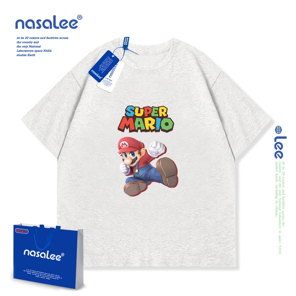 Áo thun trẻ em Cotton nguyên chất tay ngắn hoạt hình dễ thương Super Mario Print 2025 Phong cách mới