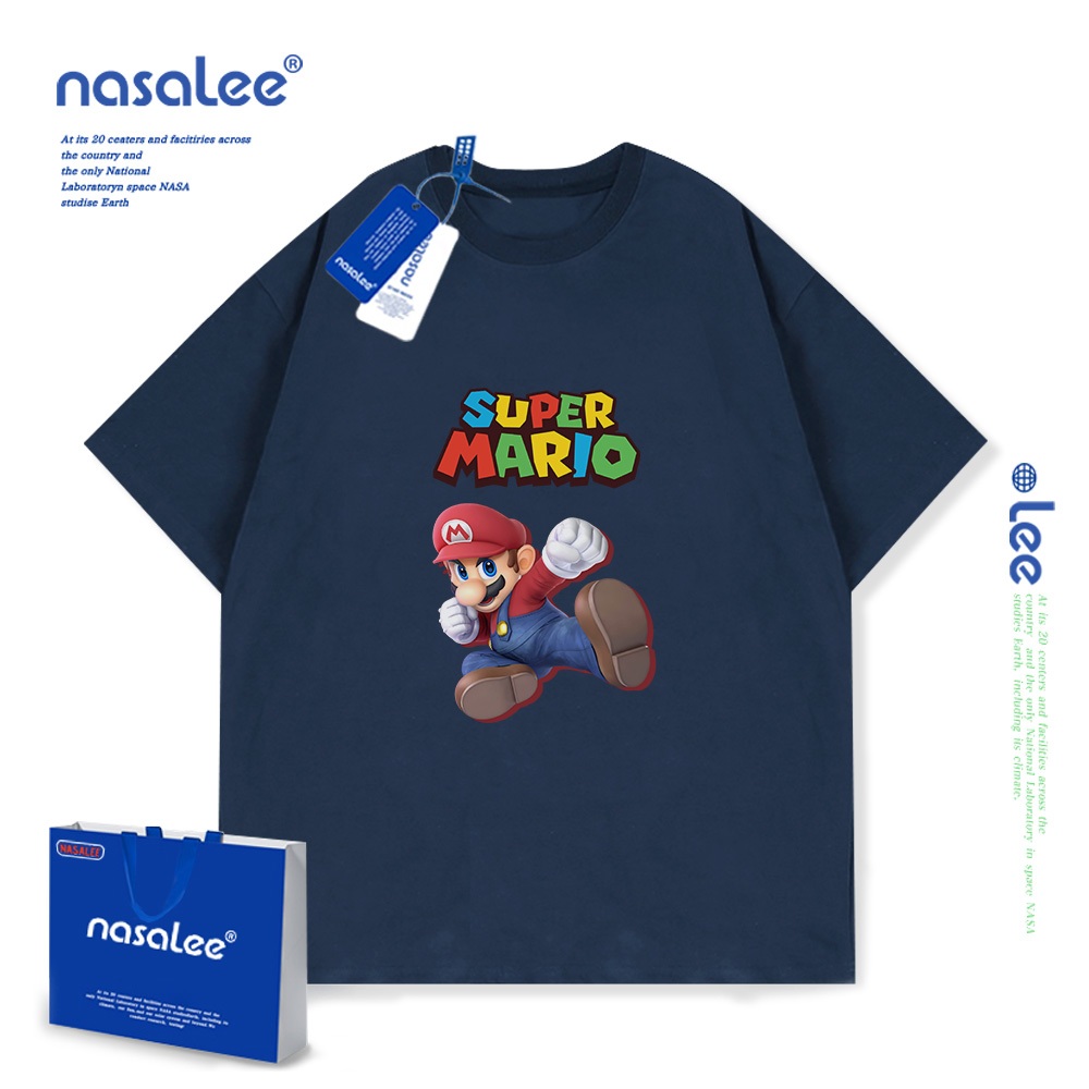 Áo thun trẻ em Cotton nguyên chất tay ngắn hoạt hình dễ thương Super Mario Print 2025 Phong cách mới