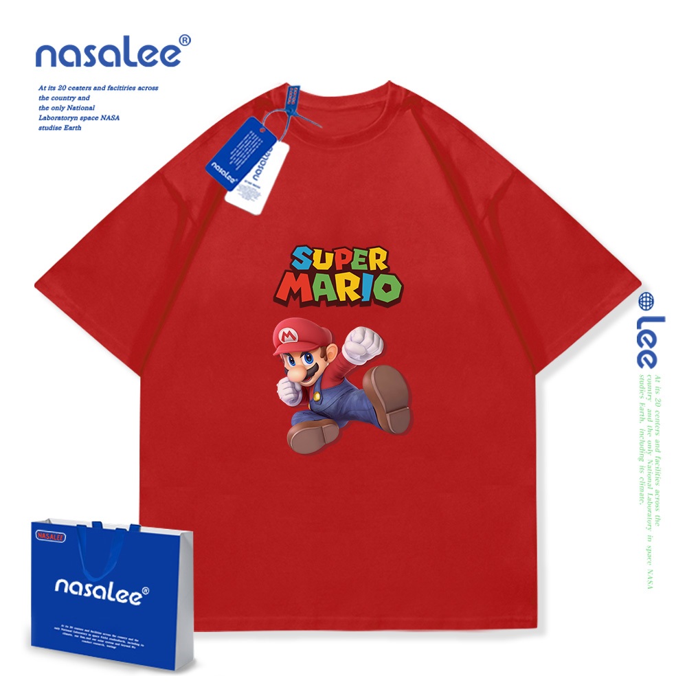 Áo thun trẻ em Cotton nguyên chất tay ngắn hoạt hình dễ thương Super Mario Print 2025 Phong cách mới