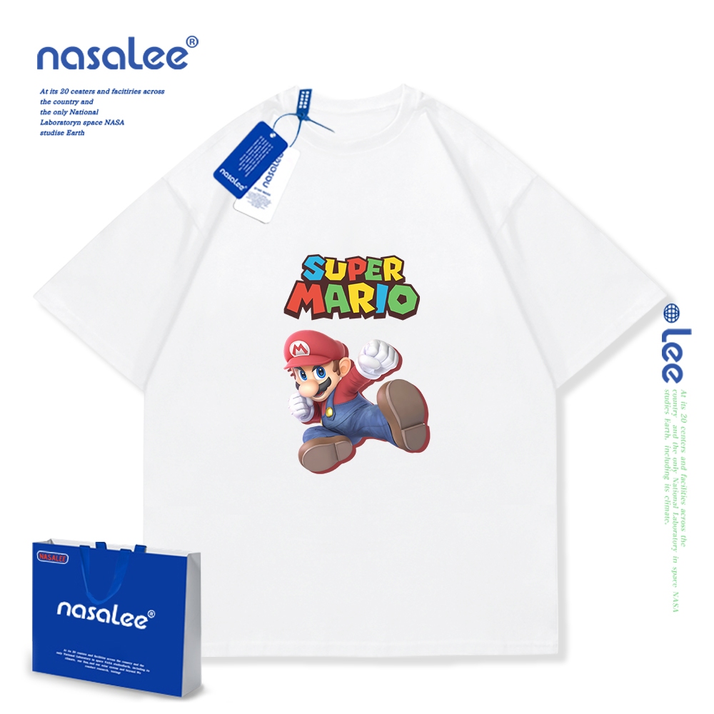 Áo thun trẻ em Cotton nguyên chất tay ngắn hoạt hình dễ thương Super Mario Print 2025 Phong cách mới