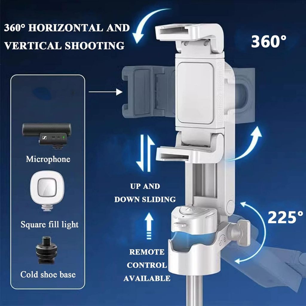 Ảnh Chân máy Mini Pocketflex, Chân máy Mini Pocketflex nâng cấp 2025 Jj02 có thể thu vào, Chân máy Mini Bluetooth có điều khiển từ xa, 360° Chân máy Mini Pocketflex Razunoth có đèn kép 4
