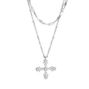 Cross Double Layer Stacking Necklace Luxury Niche Thiết kế Thời trang Cool Bone Necklace