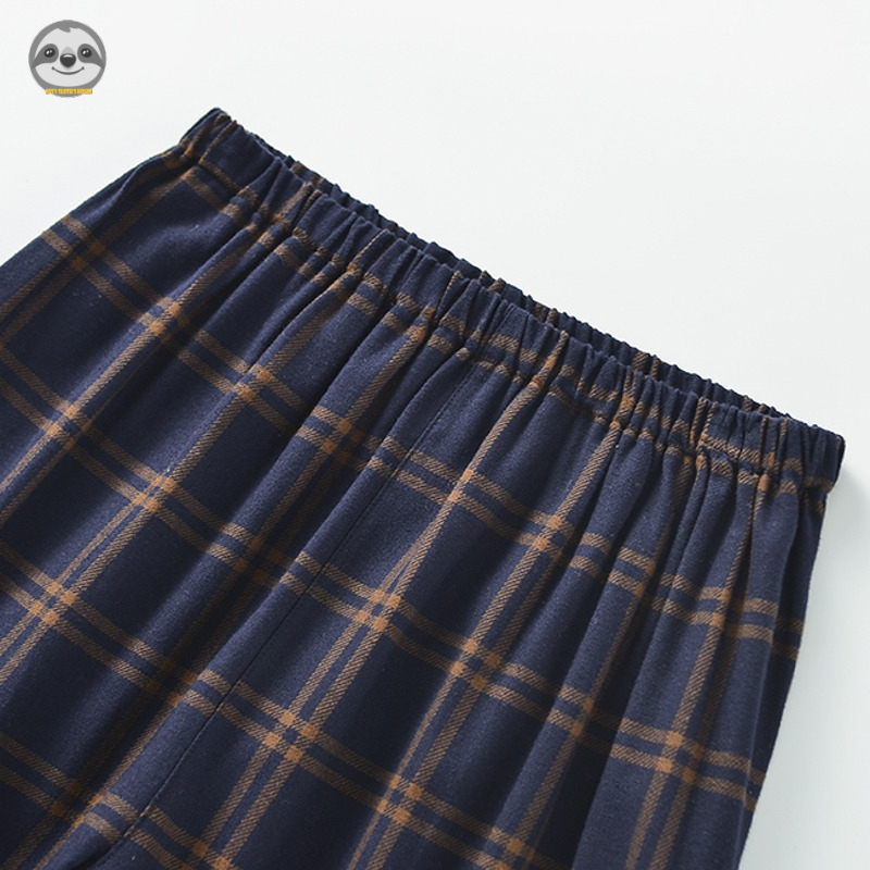 Phong cách Nhật Bản Phong cách Muji / Đồ ngủ Flannel phong cách Anh / Đồ ngủ kẻ sọc cặp đôi / Bộ đồ kẻ sọc kiểu Anh cổ điển / Bộ đồ thường ngày thoáng khí bằng vải Cotton nguyên chất
