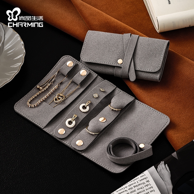 Casegrace Nhung Trang Sức Tổ Chức Cuộn Lên Túi Du Lịch Di Động Hộp Đựng Trang Sức Vòng Tay Vòng Cổ Bông Tai Hiển Thị Túi Bảo Quản