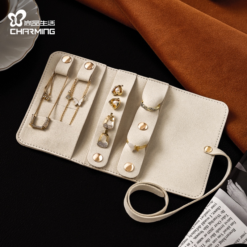 Casegrace Nhung Trang Sức Tổ Chức Cuộn Lên Túi Du Lịch Di Động Hộp Đựng Trang Sức Vòng Tay Vòng Cổ Bông Tai Hiển Thị Túi Bảo Quản