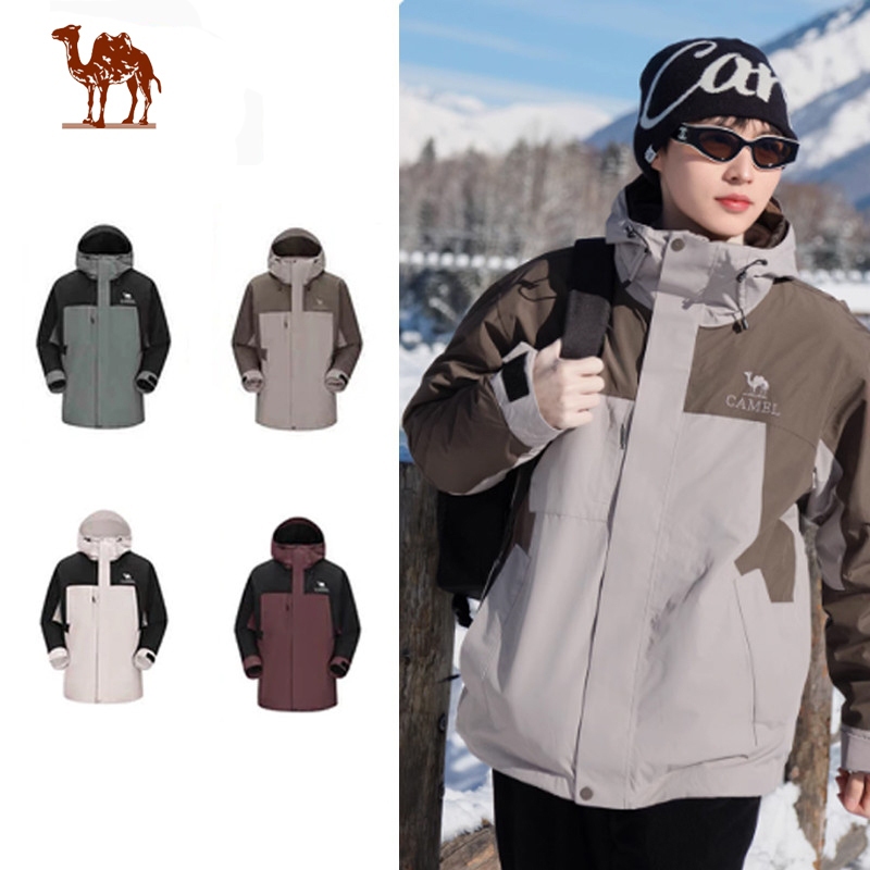 Ảnh CAMEL CROWN Áo khoác lót lông cừu ba trong một chống gió và chống thấm nước Bộ đồ leo núi 1