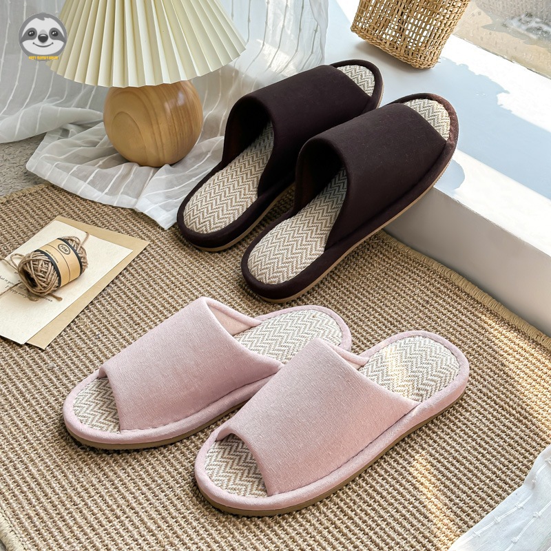 Dép vải lanh cotton đế gợn nước chống nước phong cách Nhật Bản Muji cho cặp đôi