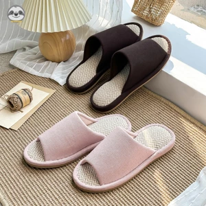 Dép vải lanh cotton đế gợn nước chống nước phong cách Nhật Bản Muji cho cặp đôi