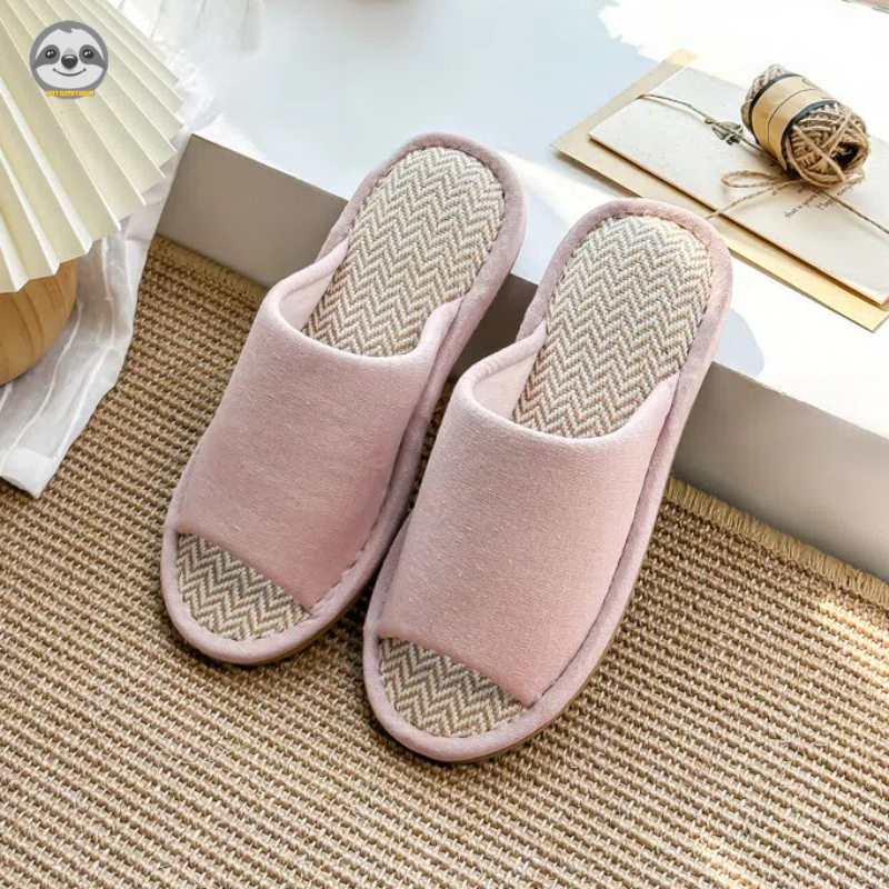 Dép vải lanh cotton đế gợn nước chống nước phong cách Nhật Bản Muji cho cặp đôi
