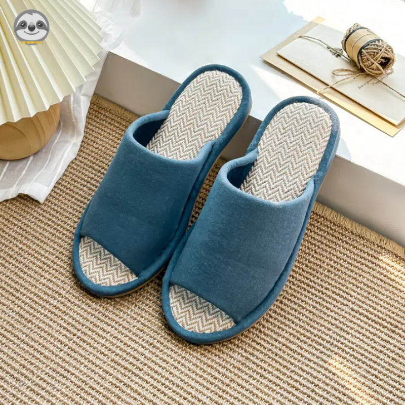 Dép vải lanh cotton đế gợn nước chống nước phong cách Nhật Bản Muji cho cặp đôi