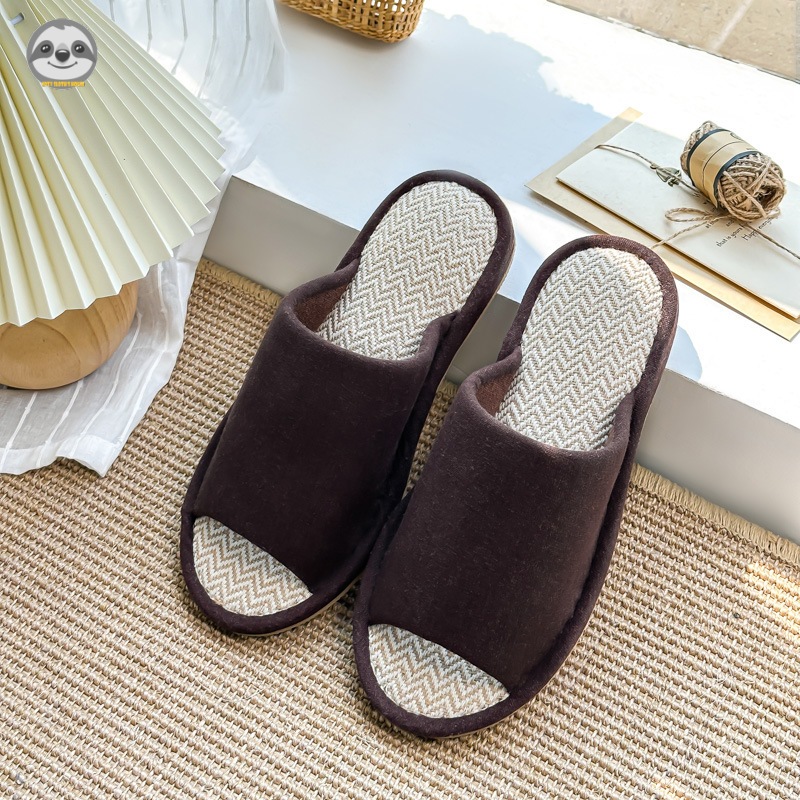 Dép vải lanh cotton đế gợn nước chống nước phong cách Nhật Bản Muji cho cặp đôi