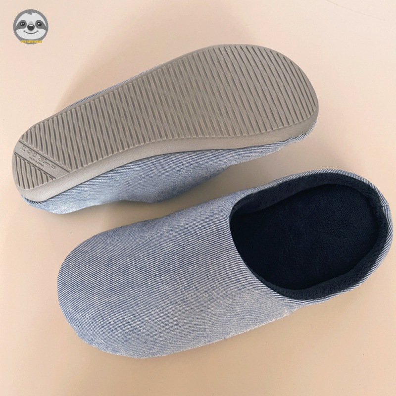 [Hàng có sẵn] Phong cách Nhật Bản Muji / Dép đi trong nhà bằng vải Cotton / Dép đi sàn cặp đôi màu trơn / Dép xỏ ngón nhung thu đông Plus