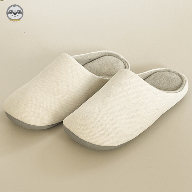 [Hàng có sẵn] Phong cách Nhật Bản Muji / Dép đi trong nhà bằng vải Cotton / Dép đi sàn cặp đôi màu trơn / Dép xỏ ngón nhung thu đông Plus