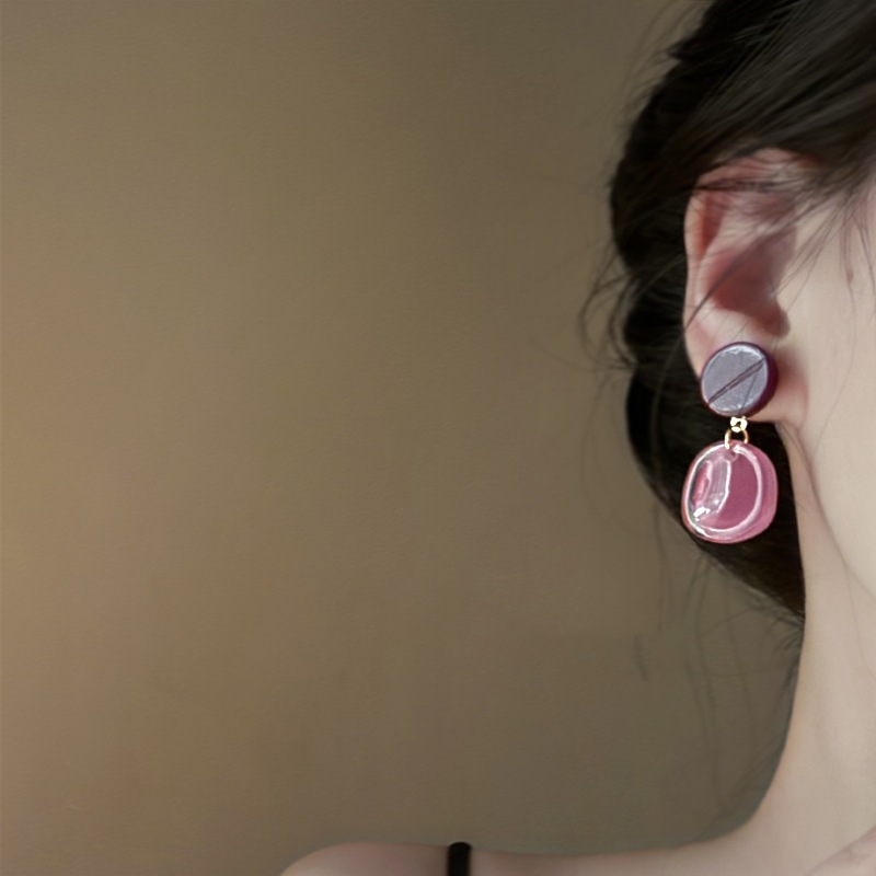 [Jewbeauty] Bạc Kim Nhỏ Đá Tươi Qua Màu Sắc Tương Phản Nhựa Bông Tai Thời Trang Đơn Giản ins Trang Sức Gió
