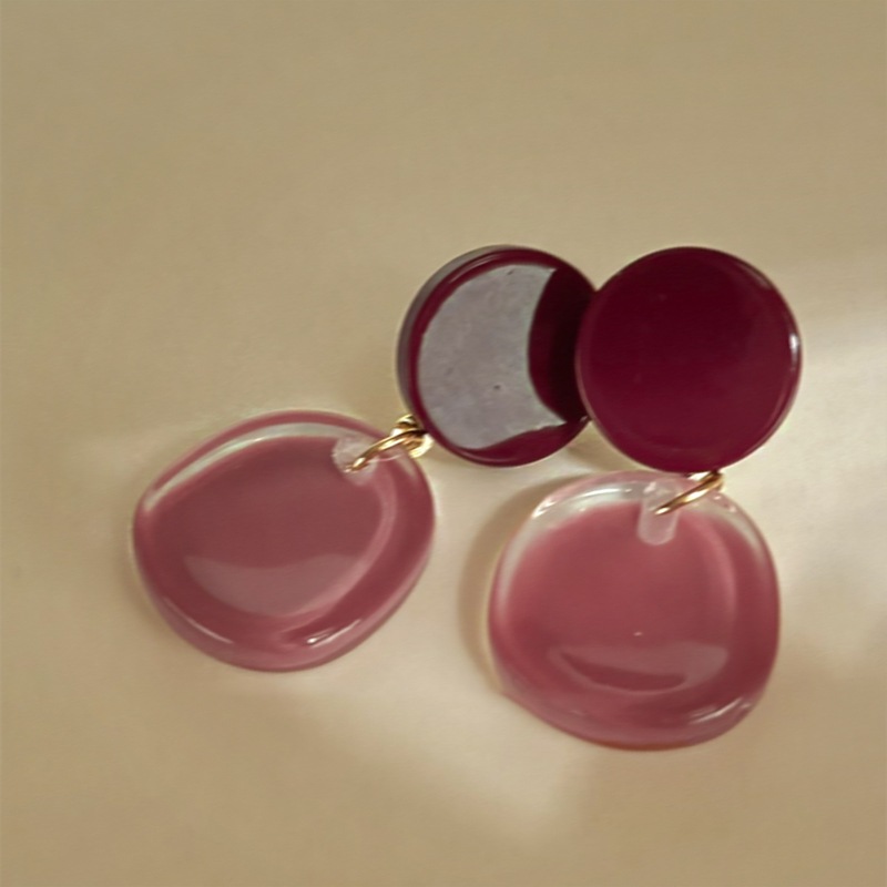 [Jewbeauty] Bạc Kim Nhỏ Đá Tươi Qua Màu Sắc Tương Phản Nhựa Bông Tai Thời Trang Đơn Giản ins Trang Sức Gió