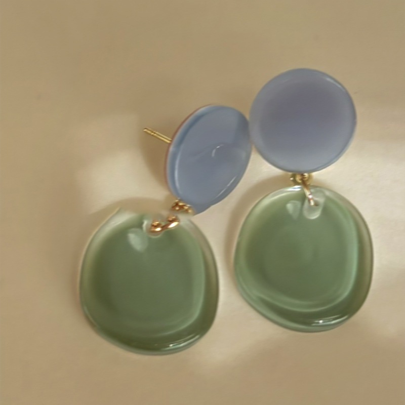 [Jewbeauty] Bạc Kim Nhỏ Đá Tươi Qua Màu Sắc Tương Phản Nhựa Bông Tai Thời Trang Đơn Giản ins Trang Sức Gió