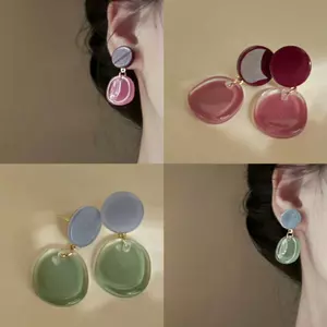 Bạc Kim Nhỏ Đá Tươi Qua Màu Sắc Tương Phản Nhựa Bông Tai Thời Trang Đơn Giản ins Trang Sức Gió