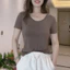 Modal Mùa Hè Nữ Áo Thun Nữ Tay Ngắn Có Miếng Lót Ngực Áo Sơ Mi Đáy Nữ Áo Cổ Áo Nữ Trơn Một Mảnh Miếng Đệm Ngực Phong Cách Mới Mùa Xuân Mùa Hè Bộ Đồ Ngủ Nhà