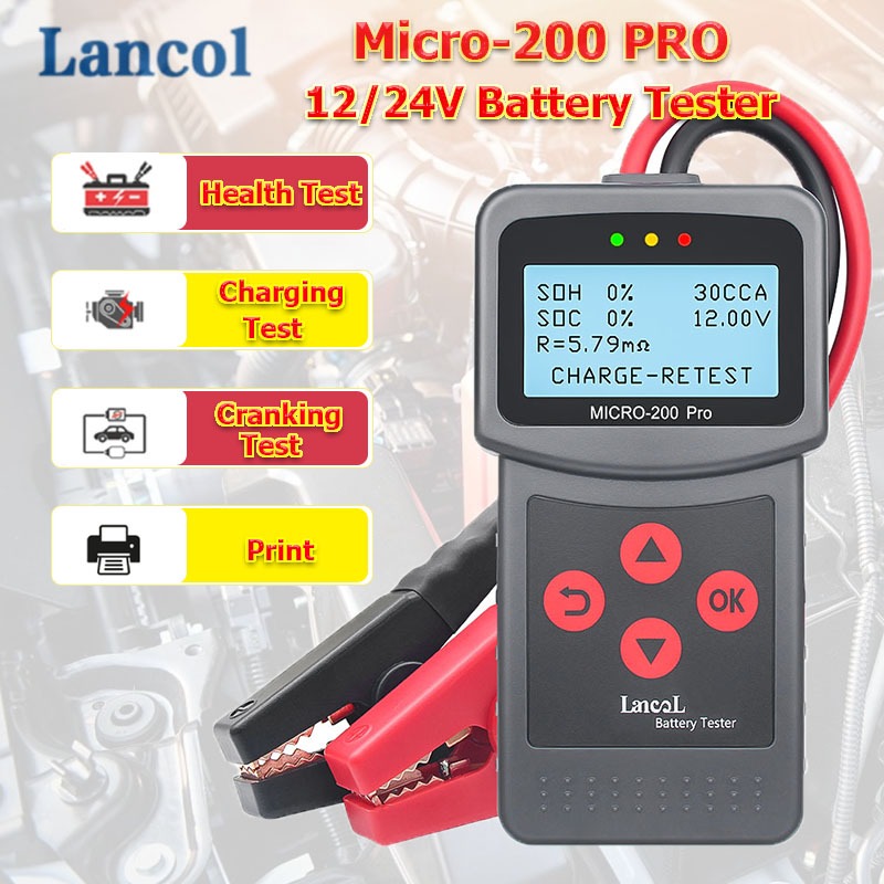 Lancol Dụng Cụ Phân Tích Pin Động Cơ Xe Hơi / Xe Máy micro200pro 12 / 24v 40 Đến 2000cca