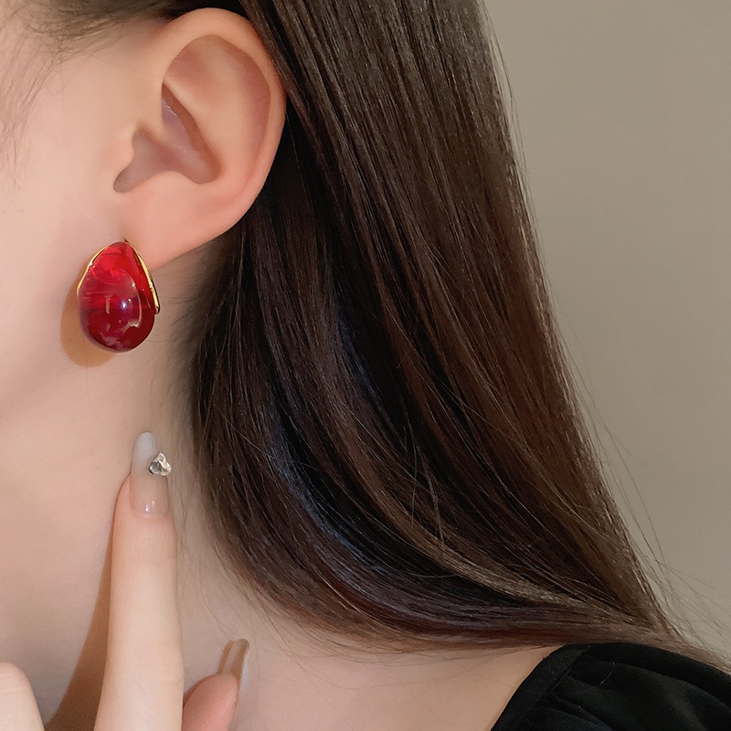 [Jewbeauty] Bông tai hình học thả kim bạc Maillard Bông tai đinh tán phong cách cổ điển thời trang phụ kiện cảm ứng cao