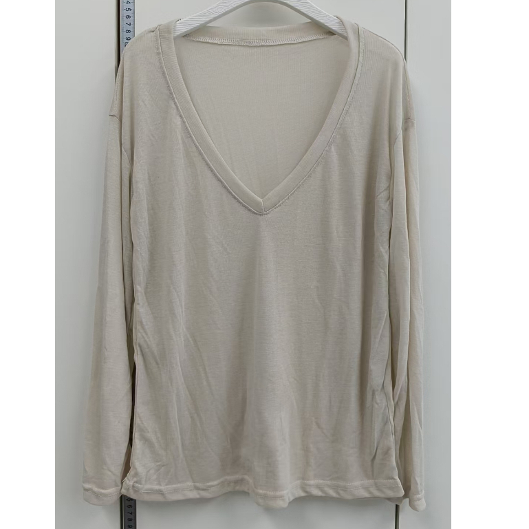 Milyfashion Loose Size Lớn Thường Ngày Trắng Mỏng Hơi Trong Suốt Cổ Chữ v Dài Tay T Mùa Hè Top