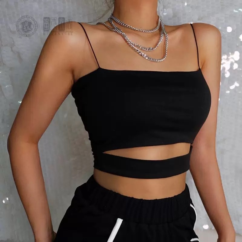 Áo vest yoga nữ chạy bộ thể thao màu đen gợi cảm