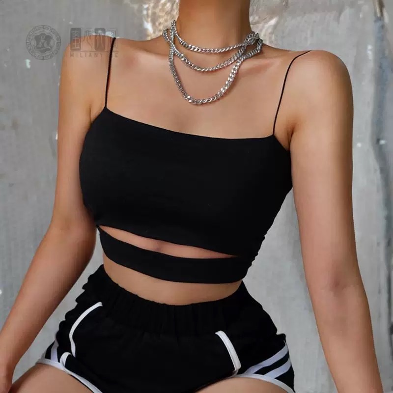 Áo vest yoga nữ chạy bộ thể thao màu đen gợi cảm